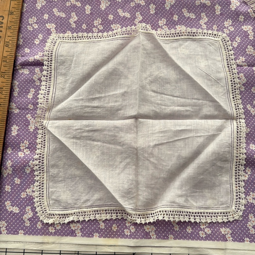 Lavender Vintage Fabric & Textile Bundle – Floral Calico, Antique Skirt Remnant, - Picture 14 of 16
